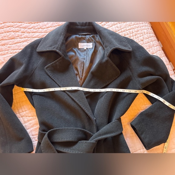 Calvin Klein Women’s Wool Blend Belted Wrap Coat Fully Lined - Black Sz 10 - Picture 7 of 10